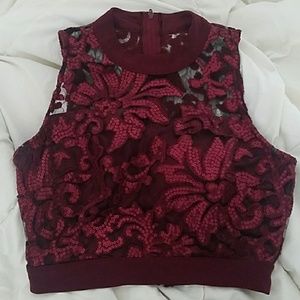 Short maroon 2 piece dress